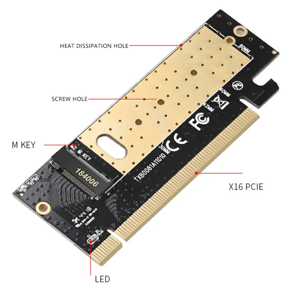TXB008 Pcl-Express X16 Solid State Drive Adapter Card M.2 to PCIE3.0 Computer Expansion Card with Heat Dissipation Fin - 4