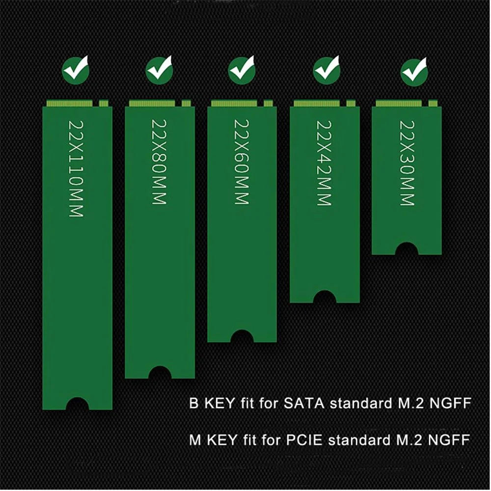 TXB044 110mm M Key + B Key Double Adapter Card Pcie to M.2 Nvme SSD NGFF Adapter Card - 3