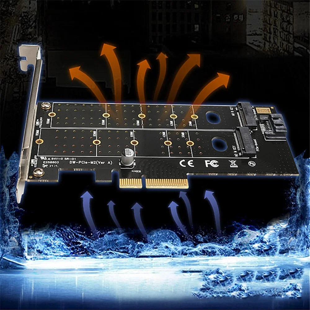 TXB044 110mm M Key + B Key Double Adapter Card Pcie to M.2 Nvme SSD NGFF Adapter Card - 4