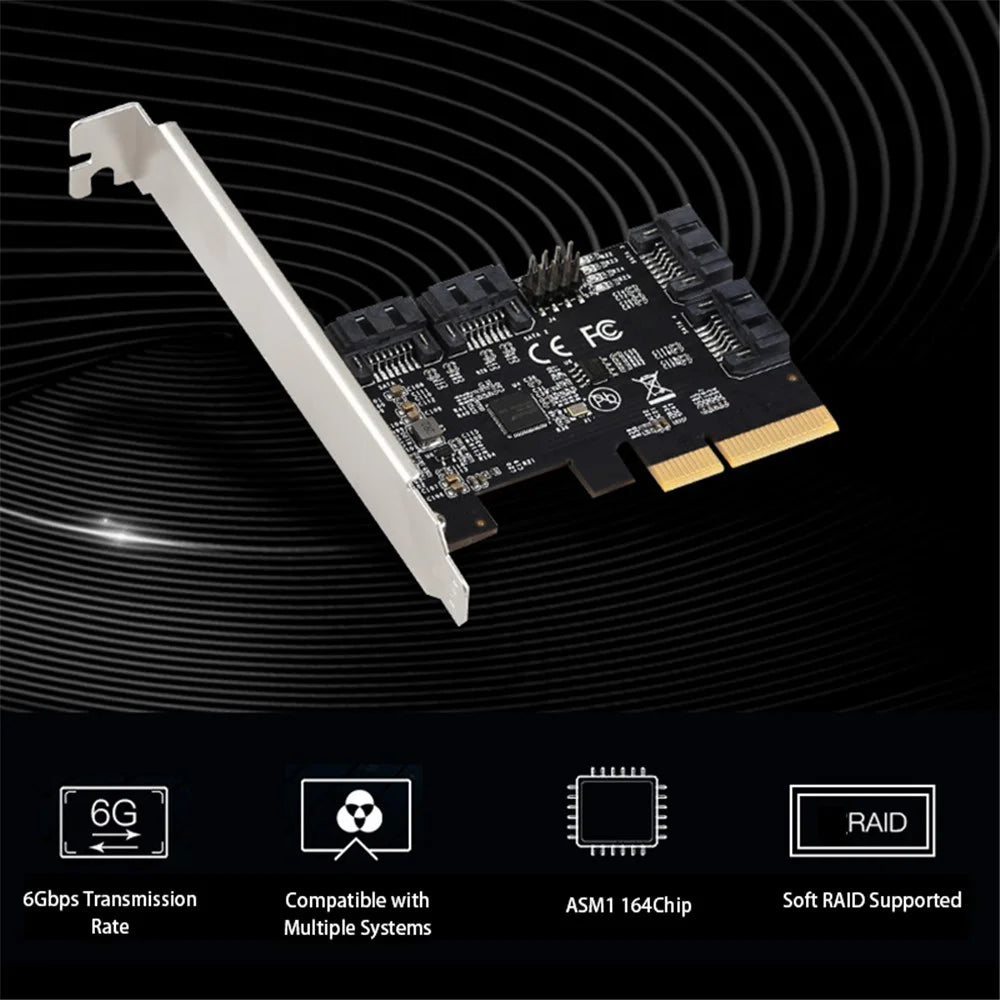 TXB170 PCIE to SATA Bootable SSD Solid State Drive Adapter Card PCIE X4 to 4-port SATA3.0 Expansion Card - 2