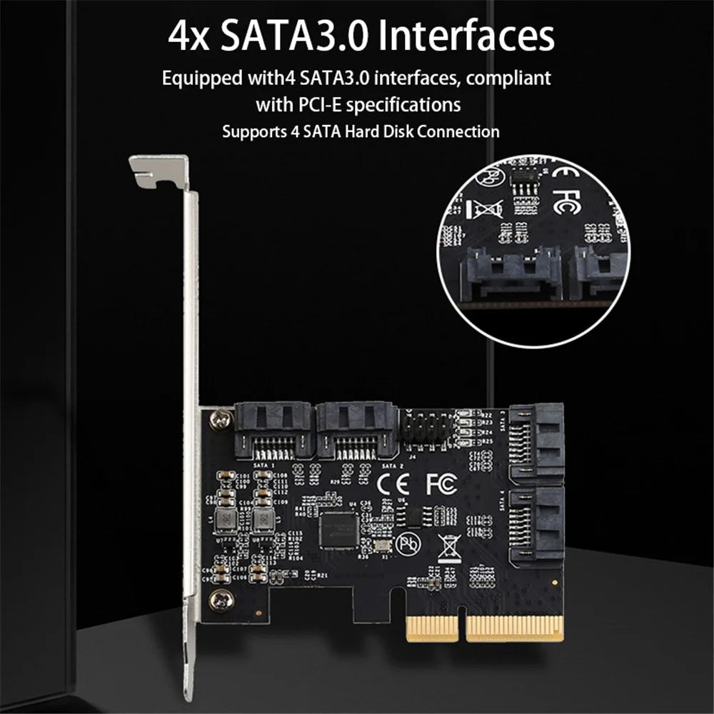 TXB170 PCIE to SATA Bootable SSD Solid State Drive Adapter Card PCIE X4 to 4-port SATA3.0 Expansion Card - 3