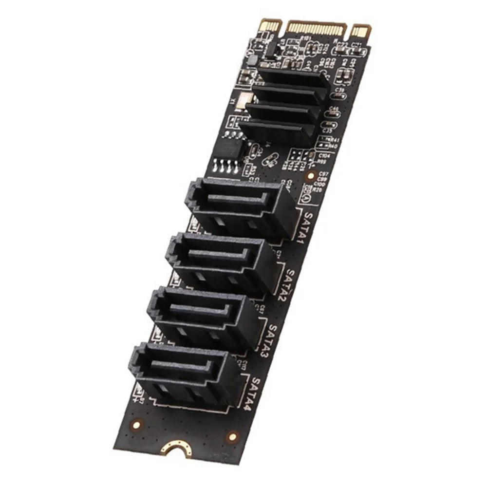 TXB184 Key-M Key-B M.2 NVME Adapter Card PCI-E 3.0 to 4-port SATA3.0 Expansion Card - 1