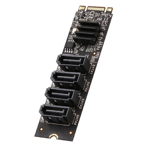 TXB184 Key-M Key-B M.2 NVME Adapter Card PCI-E 3.0 to 4-port SATA3.0 Expansion Card - 1