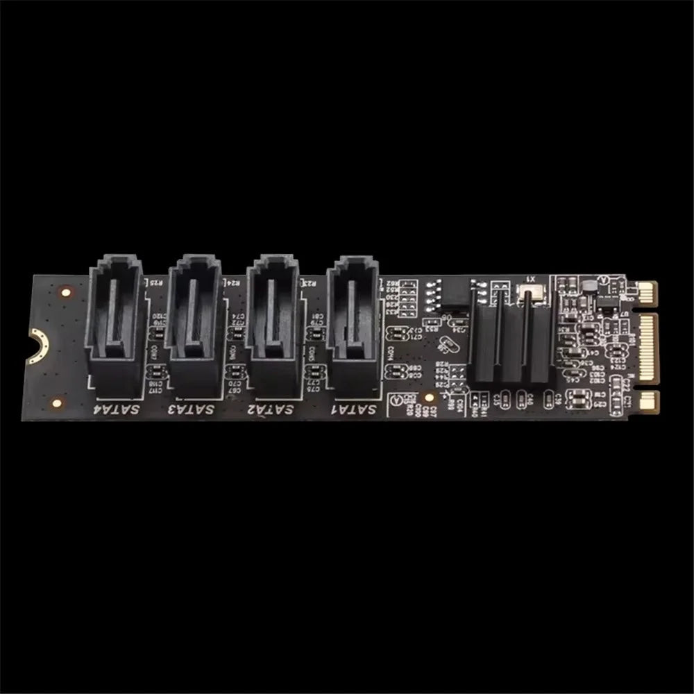 TXB184 Key-M Key-B M.2 NVME Adapter Card PCI-E 3.0 to 4-port SATA3.0 Expansion Card - 5