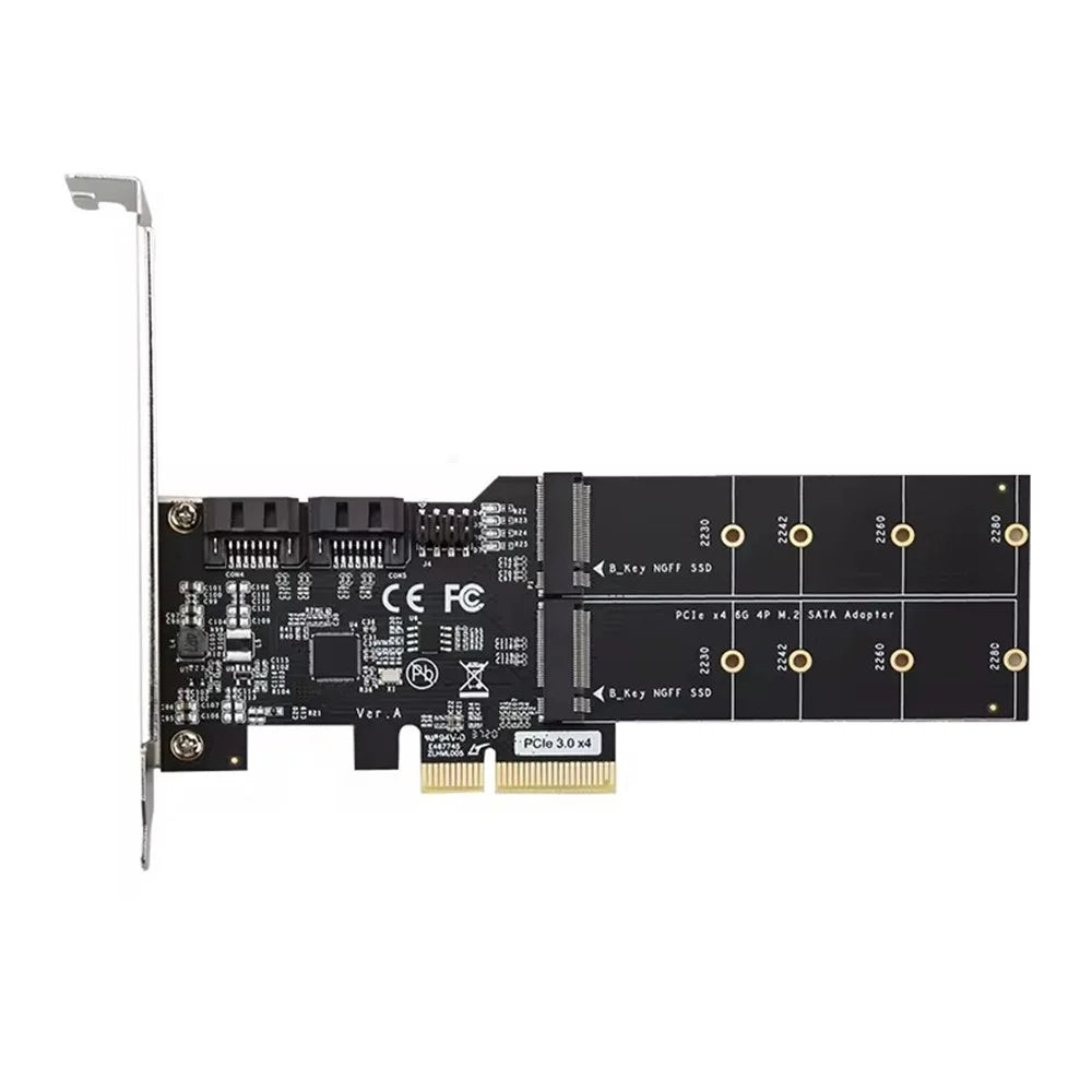 TXB120 2x SATA3.0 Adapter Card PCIE3.0 X4 to 2-port M.2 (B-Key) Expansion Card - 1