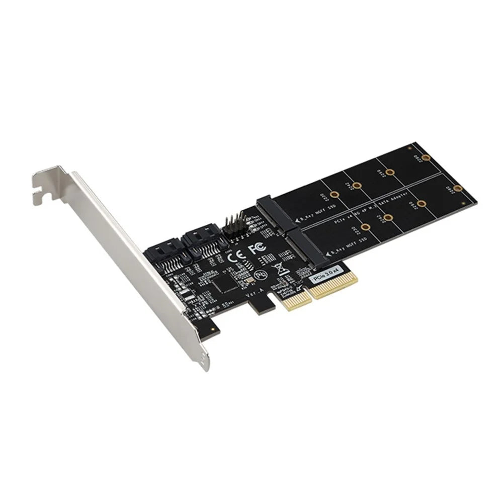 TXB120 2x SATA3.0 Adapter Card PCIE3.0 X4 to 2-port M.2 (B-Key) Expansion Card - 5