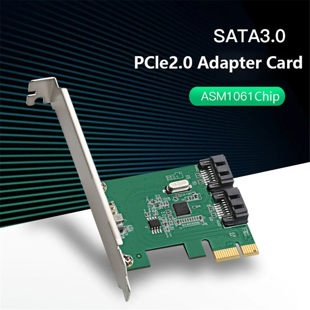 TXB169 AMS1016 Chip Adapter Card Pcie 2.0 X1 to 2-port SATA3.0 Hard Drive Expansion Card - 2