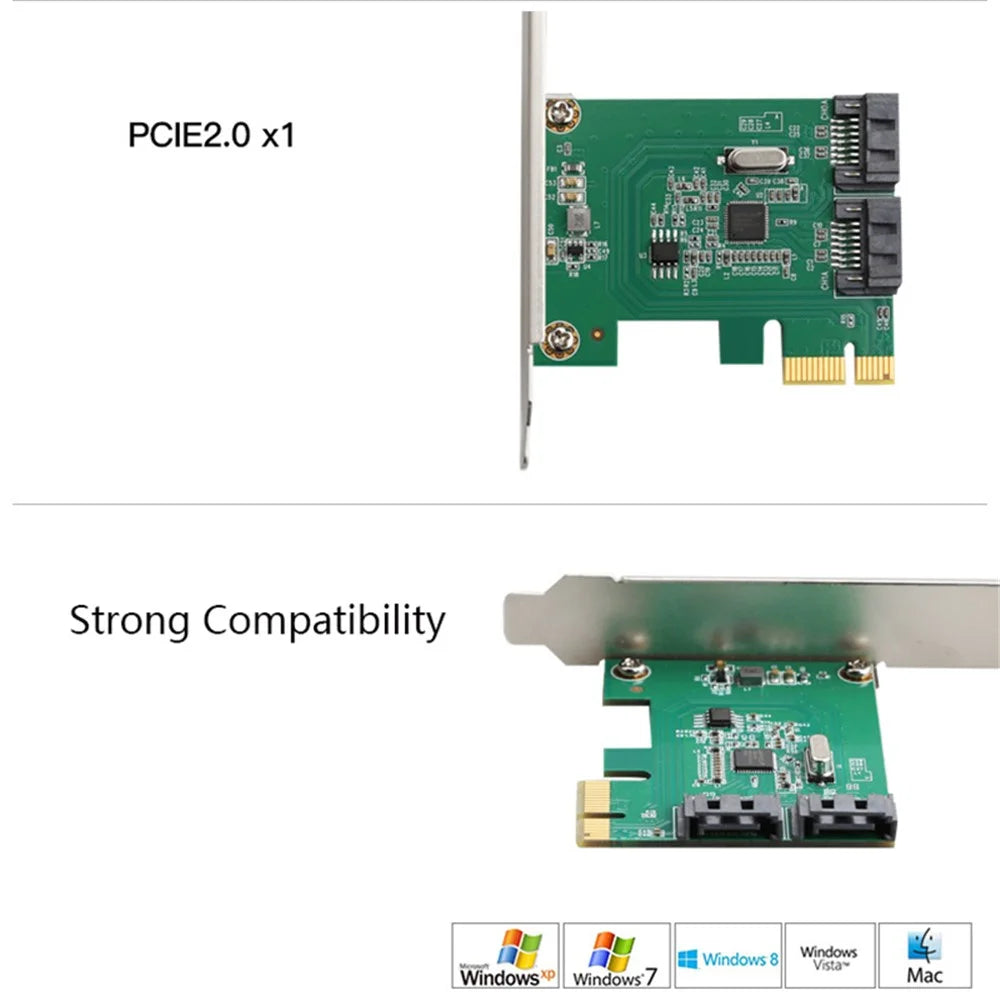 TXB169 AMS1016 Chip Adapter Card Pcie 2.0 X1 to 2-port SATA3.0 Hard Drive Expansion Card - 4