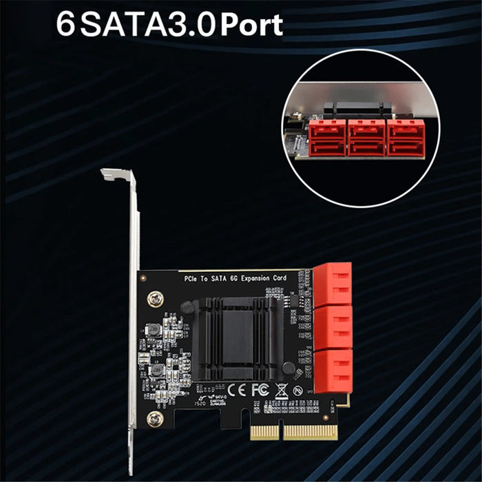 TXB113 PCIE to 6-port SATA3.0 6Gbps Expansion Adapter Card for MAC / Windows / Synology / Linux - 3
