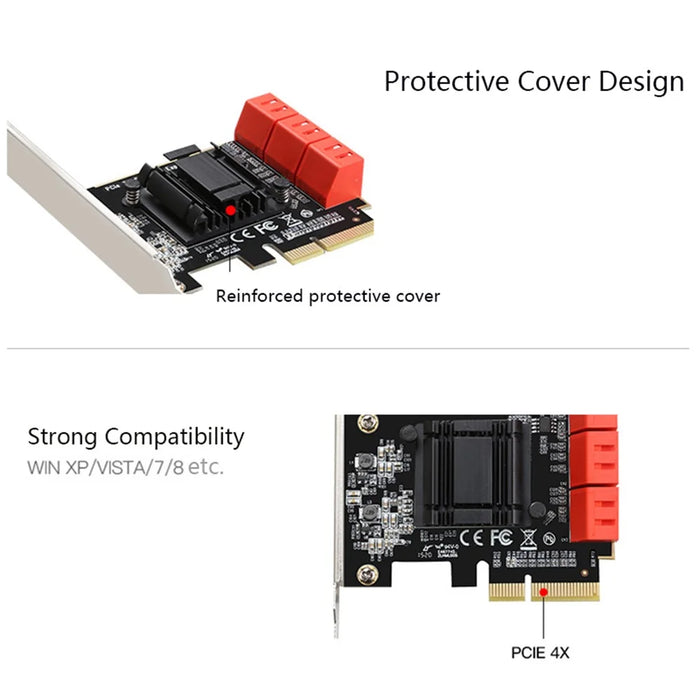 TXB113 PCIE to 6-port SATA3.0 6Gbps Expansion Adapter Card for MAC / Windows / Synology / Linux - 5