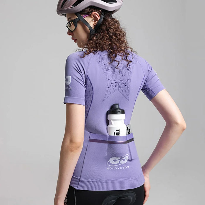 GOLOVEJOY QXF02 Women's Cycling Short Sleeves Shirt Sports Tops Zipper Bike Jersey - Black / S - 3