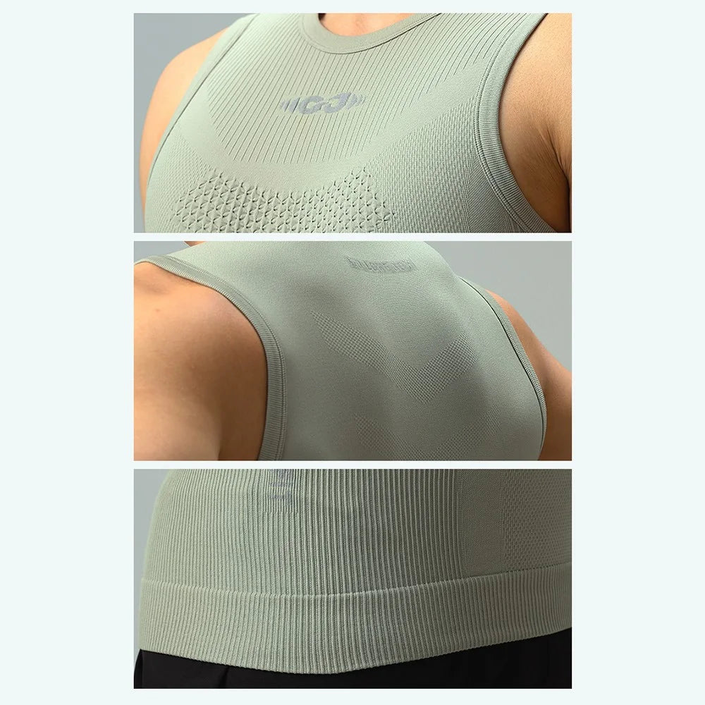 GOLOVEJOY JS01 Summer Men Sleeveless Compression Tank Top Quick Dry Breathable Fitness Vest, Size M - Black - 6