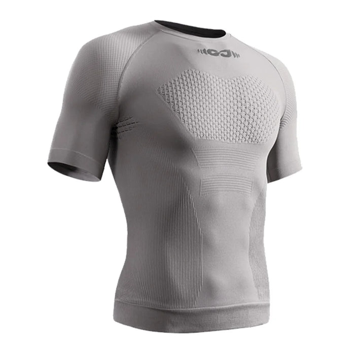 GOLOVEJOY JS02 Outdoor Sports Breathable Men Compression Short Sleeve Top for Cycling Running, Size XXL - Grey - 1