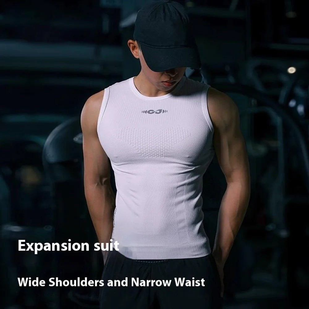 GOLOVEJOY JS01 Summer Men Sleeveless Compression Tank Top Quick Dry Breathable Fitness Vest, Size XXL - Green - 7