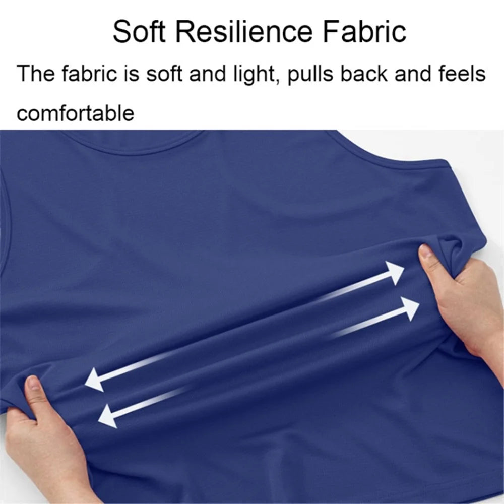 Summer Men Sports Casual Polyester Vest Breathable Quick-drying Running Basketball Tank Top - Navy Blue / S - 4