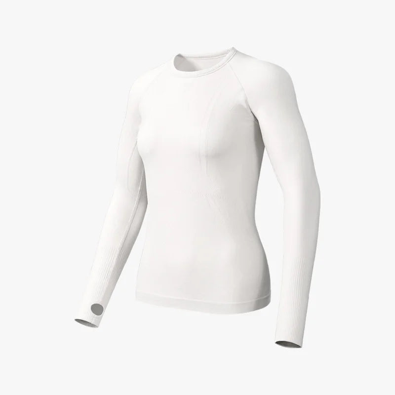 GOLOVEJOY YJ06 Yoga Top for Women Slim Fit Long Sleeve Quick Dry Fitness Top with Thumb Hole - White/S - 1