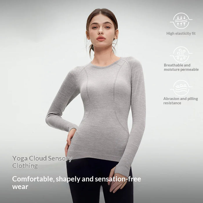 GOLOVEJOY YJ06 Yoga Top for Women Slim Fit Long Sleeve Quick Dry Fitness Top with Thumb Hole - White/S - 2