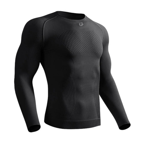 GOLOVEJOY JS07 Quick Dry Workout Top for Men High Stretch Long Sleeve Fitness Compression Tights - Black / M - 1