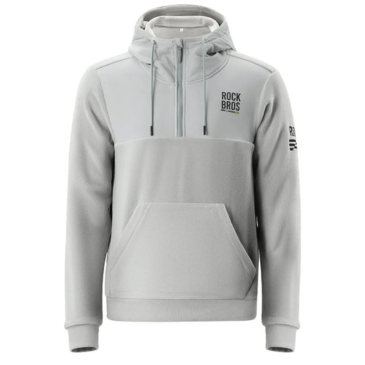 ROCKBROS 15400008 TLWY002 15400008001 Windproof Fleece Sports Hoodie Zipper Fleece Pullover Hooded Jacket with Hidden Mesh Pocket - Light Grey  /  S - 2
