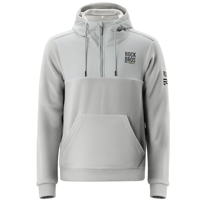ROCKBROS 15400008 TLWY002 15400008001 Windproof Fleece Sports Hoodie Zipper Fleece Pullover Hooded Jacket with Hidden Mesh Pocket - Light Grey  /  S - 2