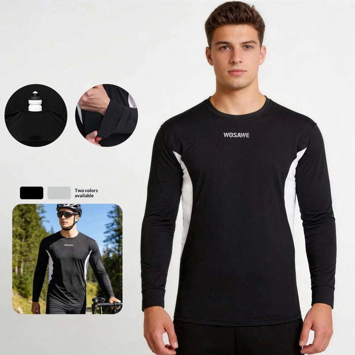 WOSAWE BF291 Cycling Jersey Breathable Quick Dry Long Sleeve Top for Running Fitness Basketball Training - BF291/G Green | Asian M/European S - 4