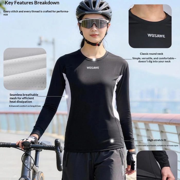 WOSAWE BF291 Cycling Jersey Breathable Quick Dry Long Sleeve Top for Running Fitness Basketball Training - BF291/G Green | Asian M/European S - 6