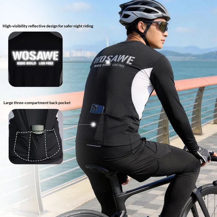 WOSAWE BF291 Cycling Jersey Breathable Quick Dry Long Sleeve Top for Running Fitness Basketball Training - BF291/G Green | Asian M/European S - 7