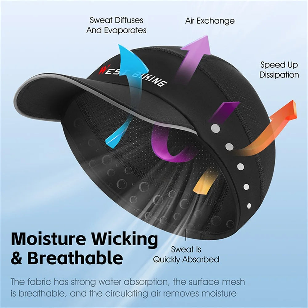 WEST BIKING YP0201426 Breathable Ice Silk Summer Hat Outdoor Cycling Helmet Liner Cap - Black - 3