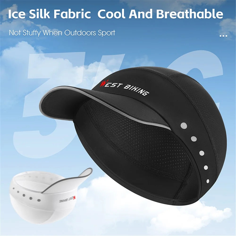 WEST BIKING YP0201426 Breathable Ice Silk Summer Hat Outdoor Cycling Helmet Liner Cap - Black - 5