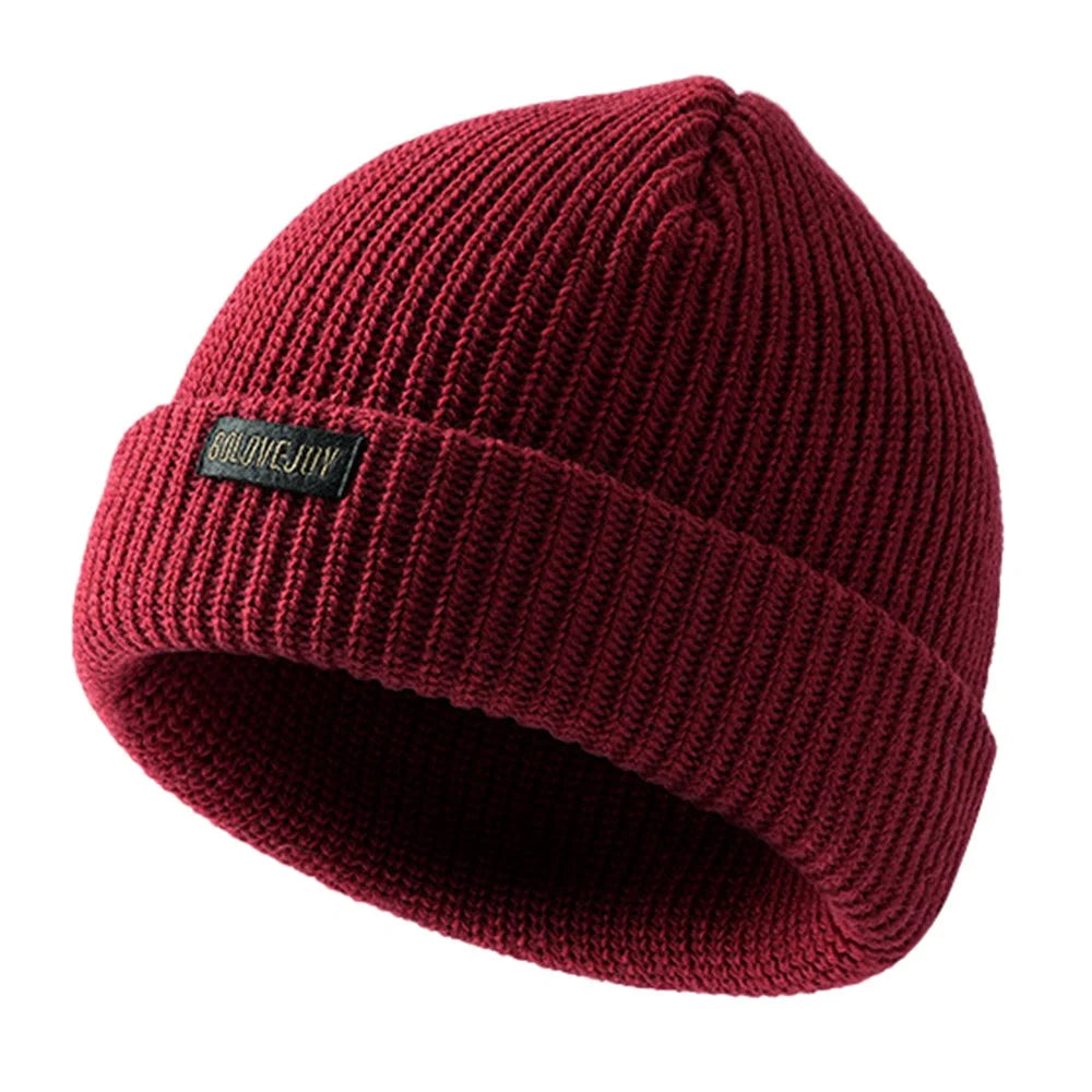 GOLOVEJOY DMZ104 Retro Fleece Knitted Hat Windproof Ear Protection Winter Cap One Size for Men - Red - 1