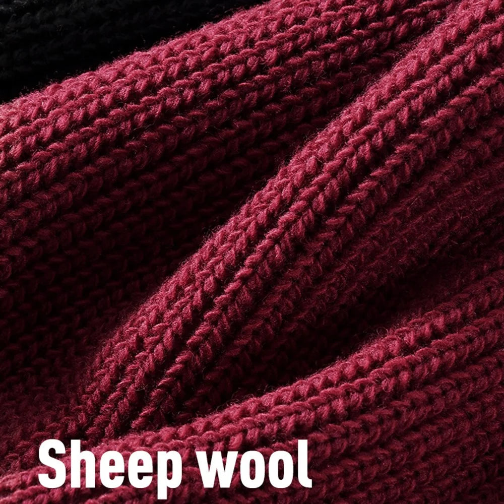 GOLOVEJOY DMZ104 Retro Fleece Knitted Hat Windproof Ear Protection Winter Cap One Size for Men - Red - 5