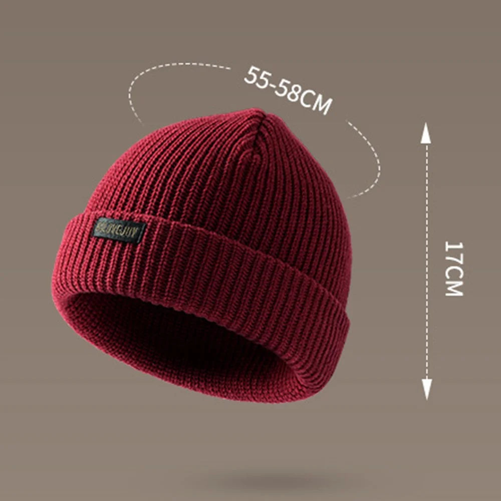 GOLOVEJOY DMZ104 Retro Fleece Knitted Hat Windproof Ear Protection Winter Cap One Size for Men - Red - 7
