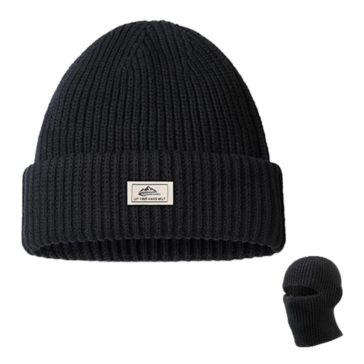 GOLOVEJOY DMZ81 Winter Combed Cotton Men Hat Elastic Knitted Warm Beanie Cap Face Mask - Black - 1