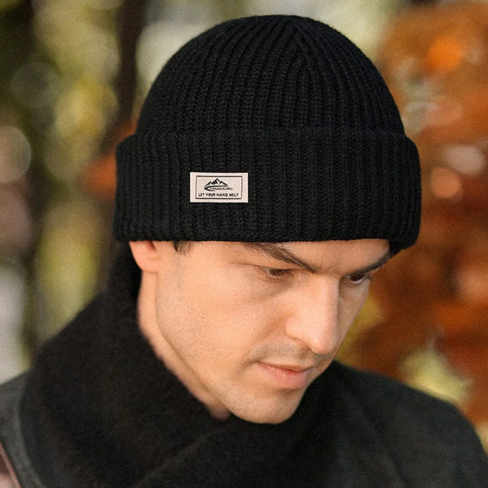 GOLOVEJOY DMZ81 Winter Combed Cotton Men Hat Elastic Knitted Warm Beanie Cap Face Mask - Black - 3