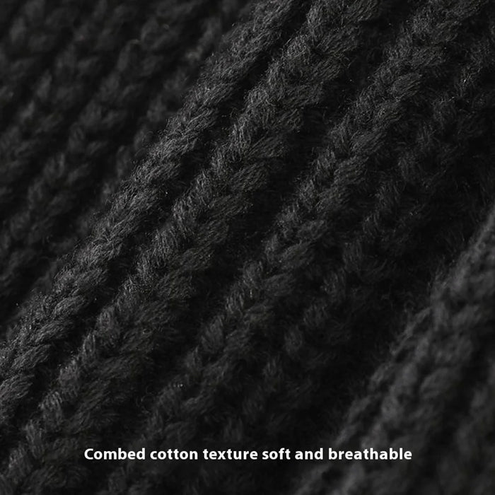 GOLOVEJOY DMZ81 Winter Combed Cotton Men Hat Elastic Knitted Warm Beanie Cap Face Mask - Black - 6