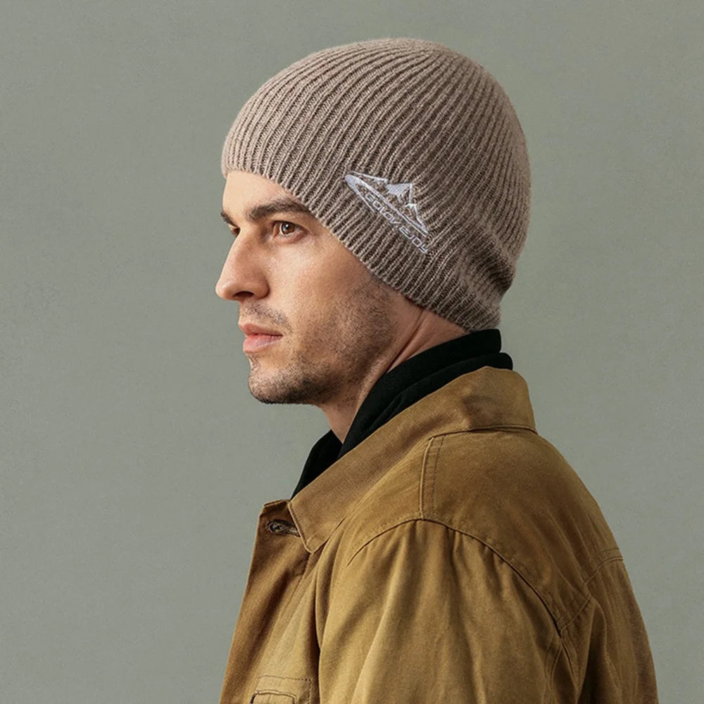 GOLOVEJOY DMZ93 45% Cotton Wool Warm Winter Beanie Hats Thermal Thick Knited Cap One Size for Men - Black - 6