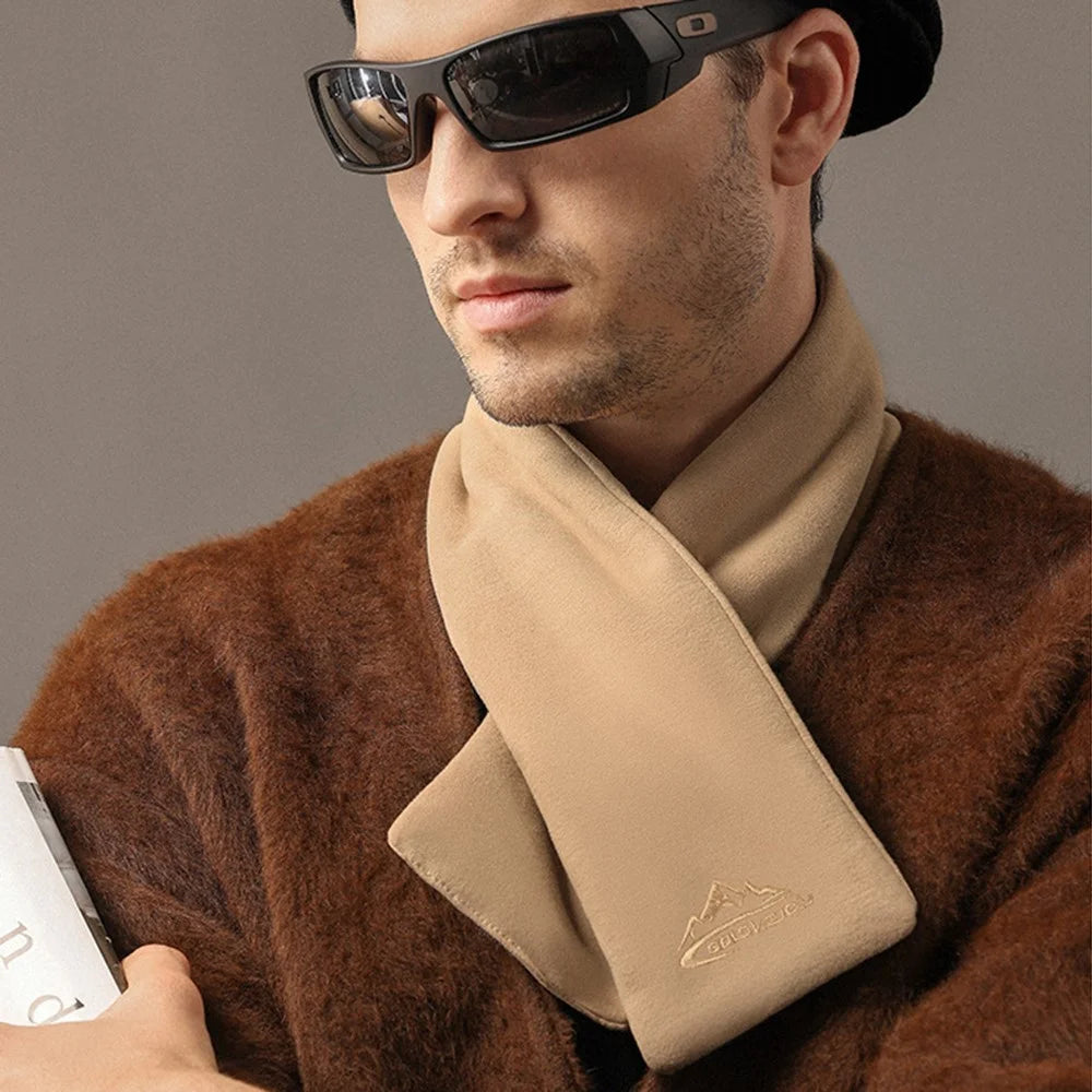 GOLOVEJOY DWJ47 82cm Retro Men Winter Scarf Warm De Rong Velvet Outdoor Windproof Scarf - Camel - 2