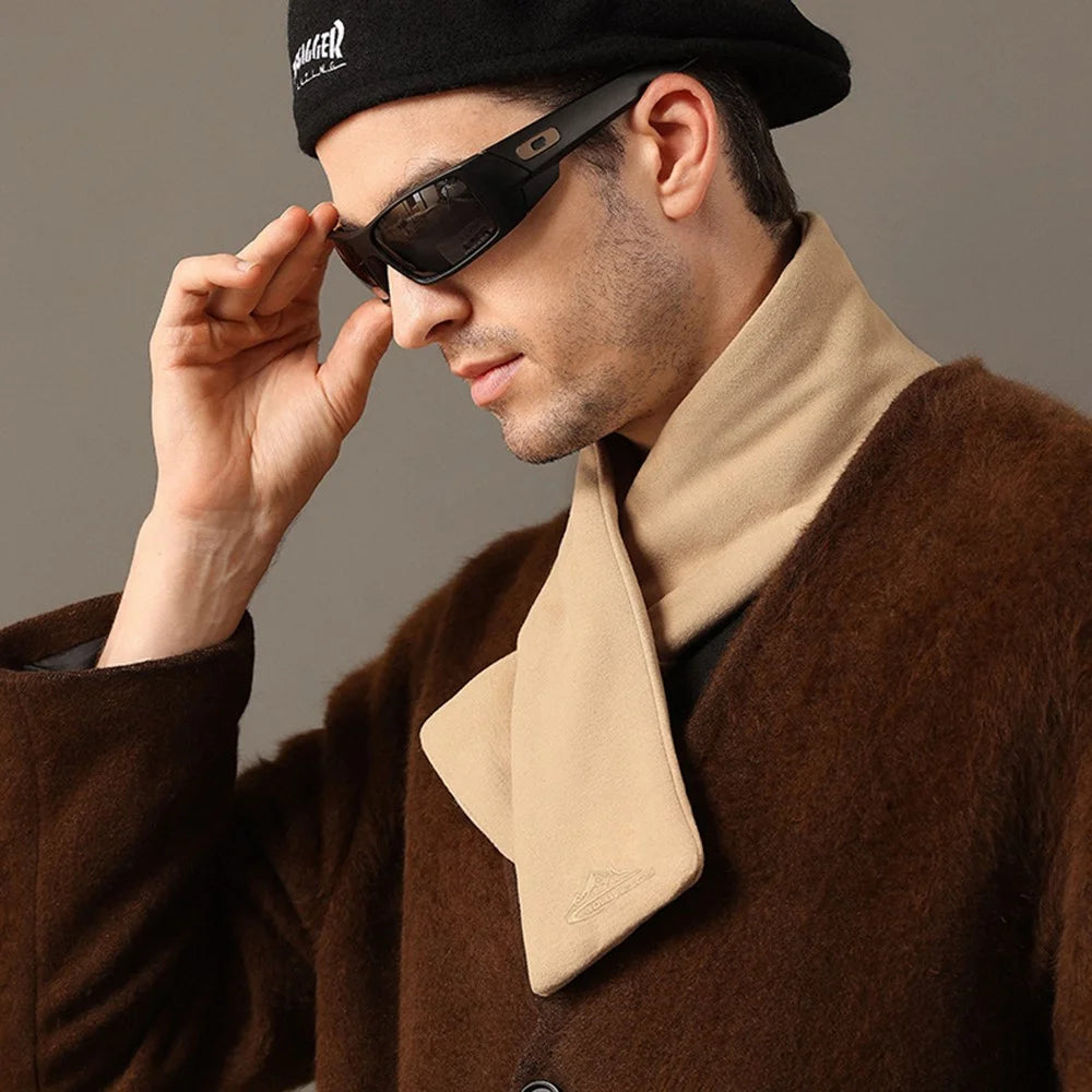 GOLOVEJOY DWJ47 82cm Retro Men Winter Scarf Warm De Rong Velvet Outdoor Windproof Scarf - Camel - 3