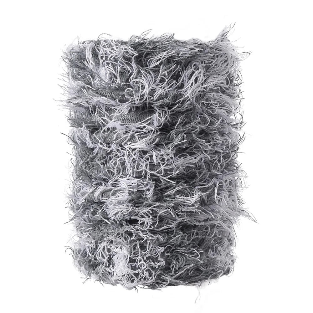 Winter Outdoor Skiing Thermal Neck Warmer Knitted Neck Gaiter with Fringes, 23x40cm - Grey+White - 1