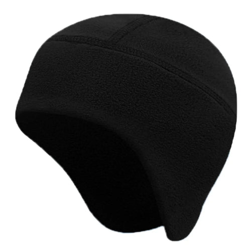 Winter Polar Fleece Hat Outdoor Cycling Skiing Motorcycle Ear Protection Windproof Cap - Black - 1