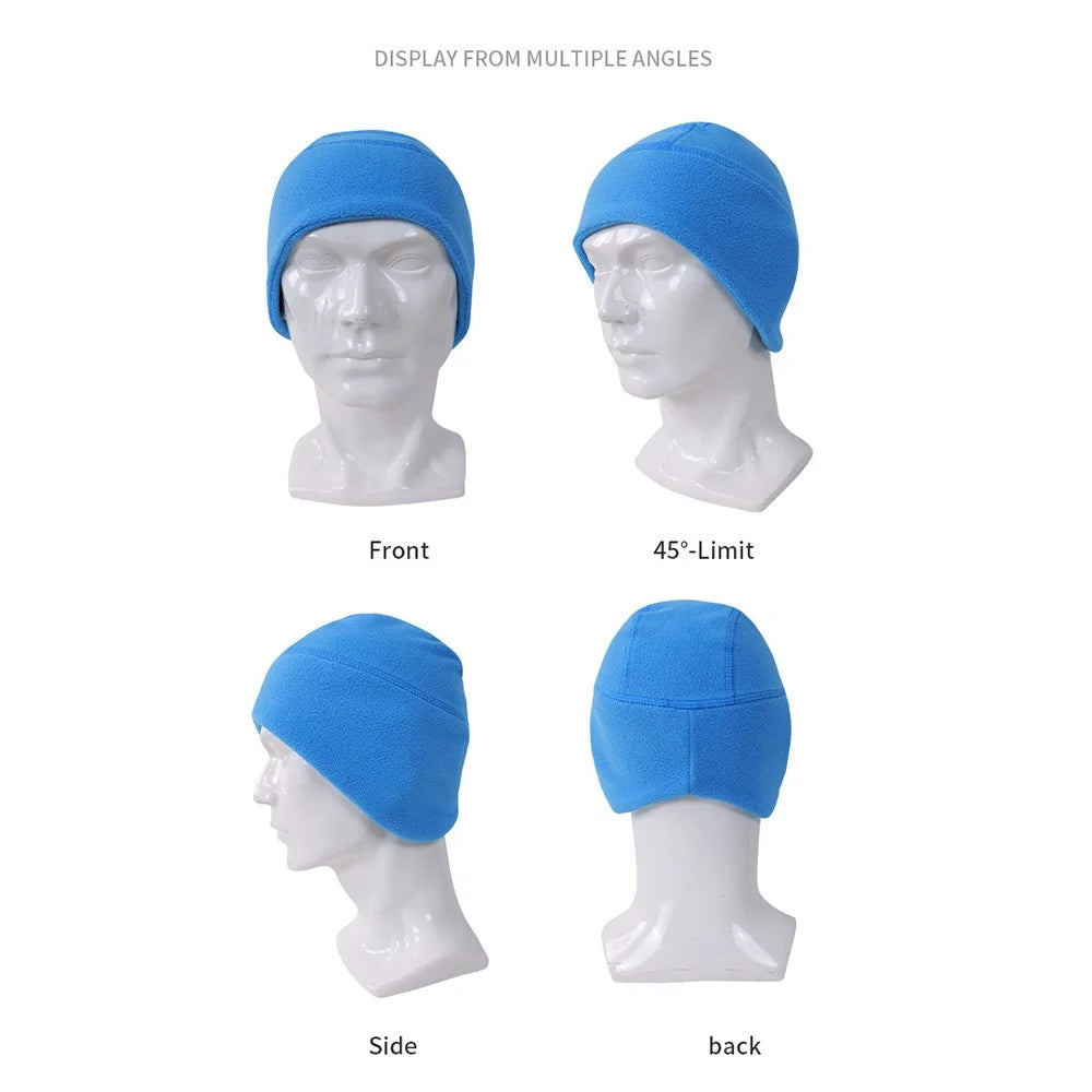 Winter Polar Fleece Hat Outdoor Cycling Skiing Motorcycle Ear Protection Windproof Cap - Black - 3