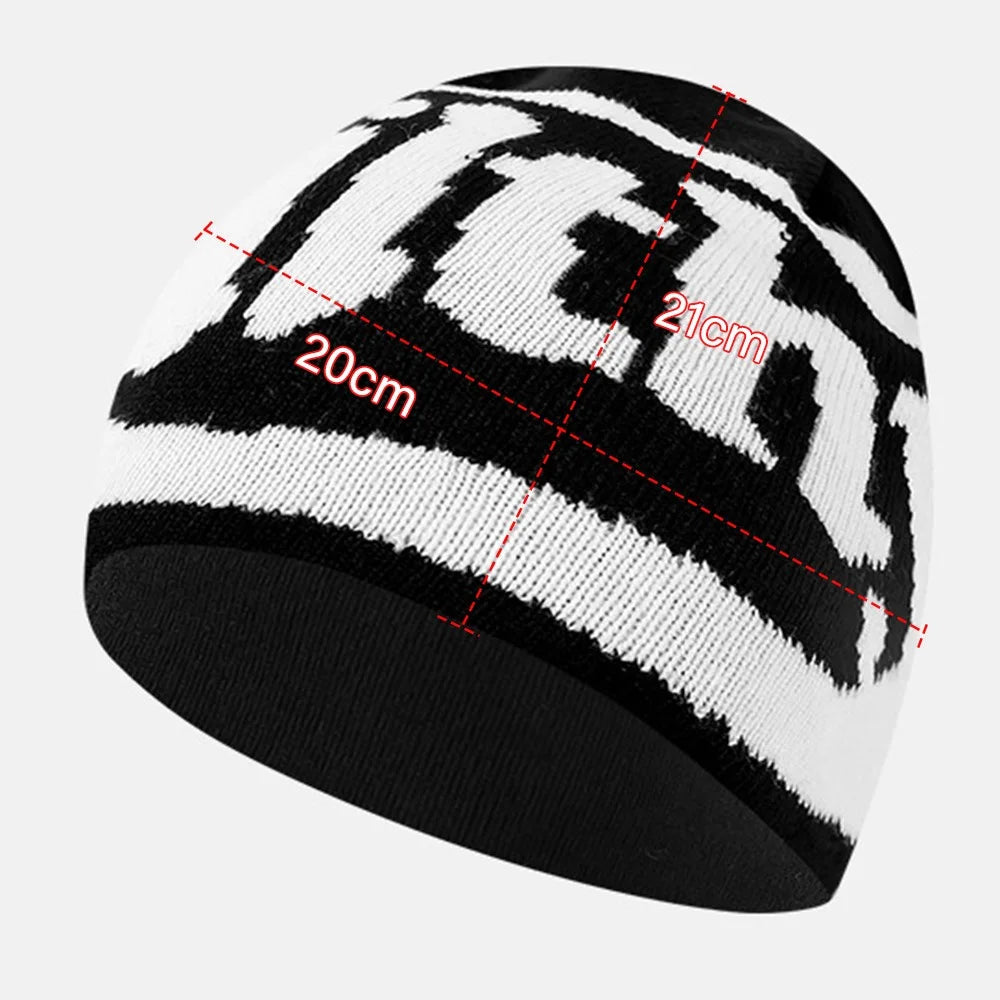 Letters Design Winter Outdoor Sports Beanie Hat Windproof Knit Cap for Men Women - FILT-01 - 3