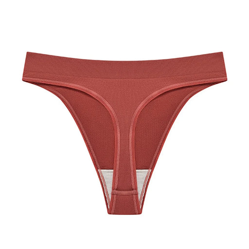 GOLOVEJOY NK03 For Women High Waist Sports Underwear Antibacterial Thongs Seamless Breathable Yoga Panties - Caramel S - 1