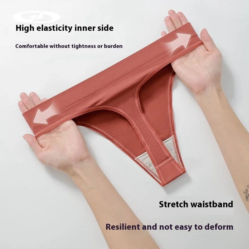GOLOVEJOY NK03 For Women High Waist Sports Underwear Antibacterial Thongs Seamless Breathable Yoga Panties - Caramel S - 2