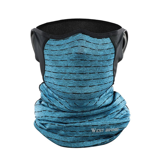 WEST BIKING Unisex Ice Silk Neck Scarf Sunscreen Hiking Earloop Face Mask Tube Head Scarve - Blue - 1