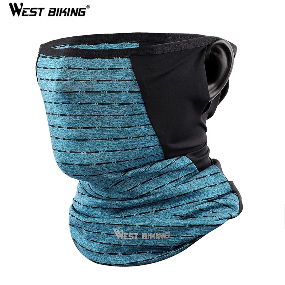 WEST BIKING Unisex Ice Silk Neck Scarf Sunscreen Hiking Earloop Face Mask Tube Head Scarve - Blue - 2