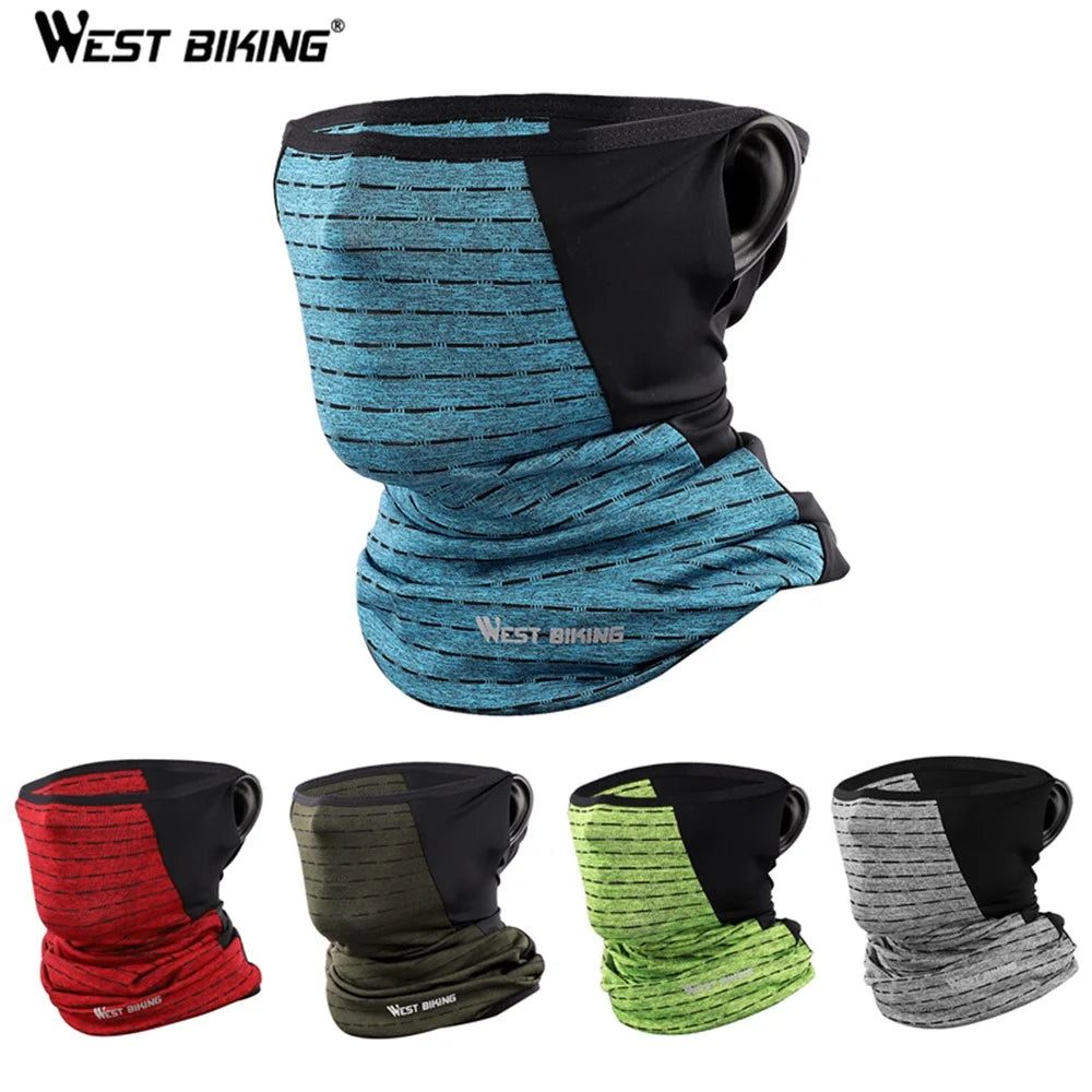 WEST BIKING Unisex Ice Silk Neck Scarf Sunscreen Hiking Earloop Face Mask Tube Head Scarve - Blue - 7
