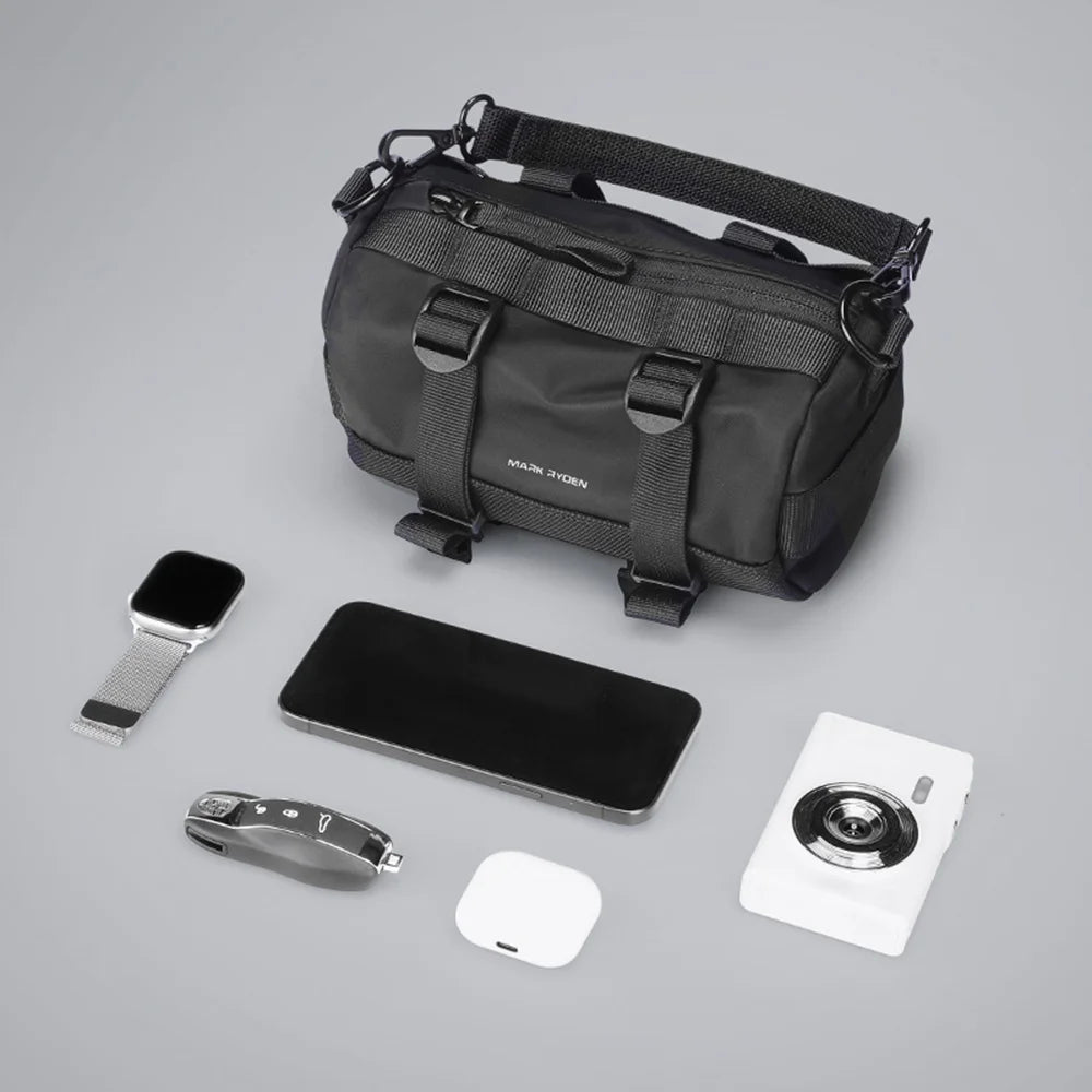 MARK RYDEN MR228 Men Shoulder Bag Oxford Fabric Waterproof Durable Commute Casual Crossbody Daypack - Black - 2