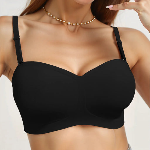 ZERILUNA Sexy Women Wireless Bra Push Up Underwear Solid Color Invisible Seamless Brassiere - Black S - 2