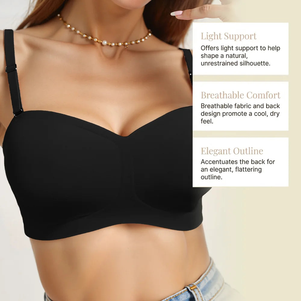 ZERILUNA Sexy Women Wireless Bra Push Up Underwear Solid Color Invisible Seamless Brassiere - Black S - 3
